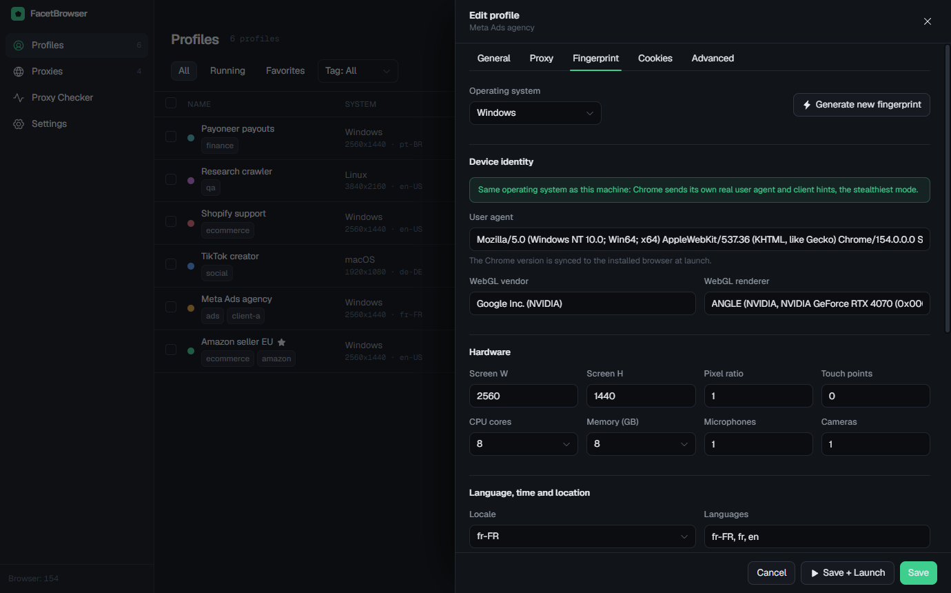 Fingerprint editor