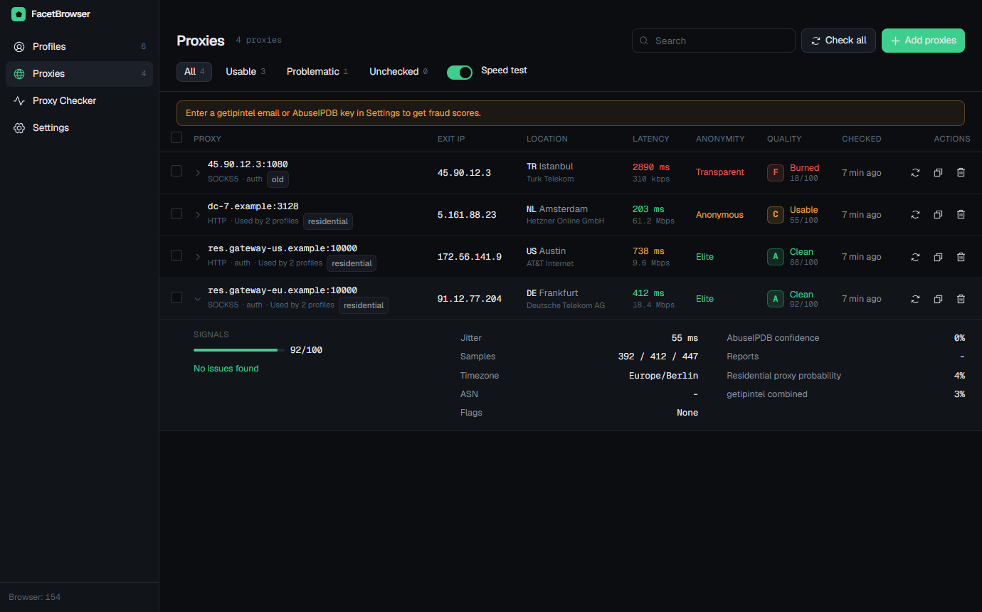 Proxy library with quality grades and expanded detail